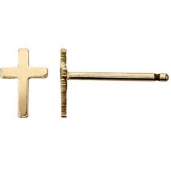 14k GF Tiny Cross Post Earring Stud - Picture 1 of 4